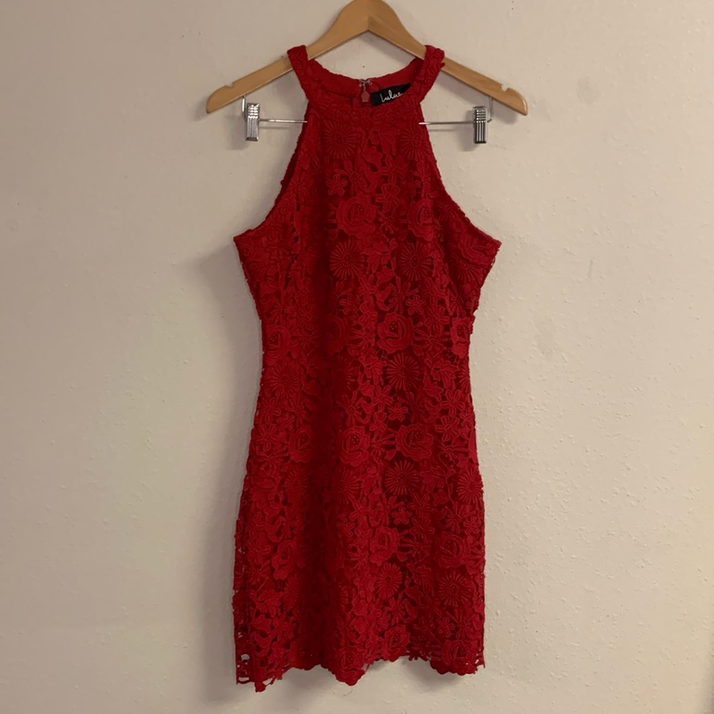 Lulu's Red Lace Mini Dress - Picture 2 of 10